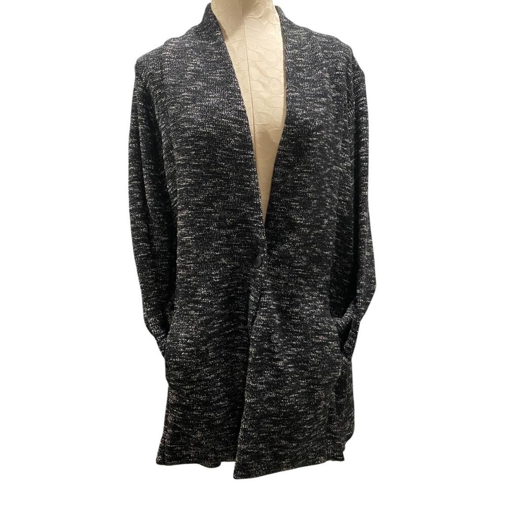 1X Eileen Fisher Woman Tweedy Knit Jacket Cardigan Pockets Tunic Length